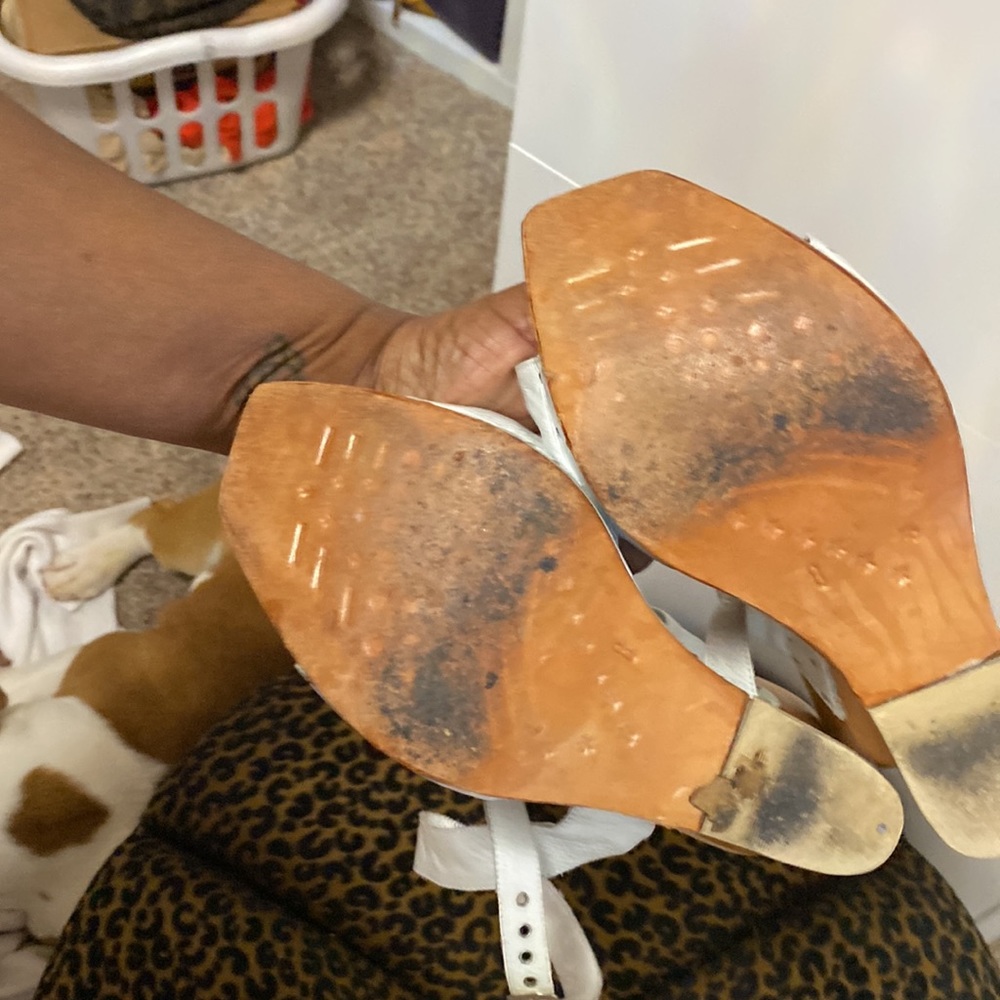 David C. Cotuer white Sandals with ankle wrap - Picture 6 of 7